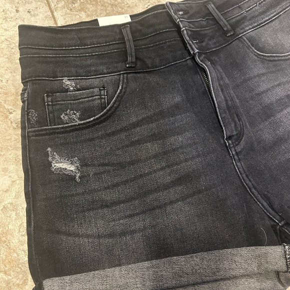 Women's Black Denim Shorts - Picture 4 of 7